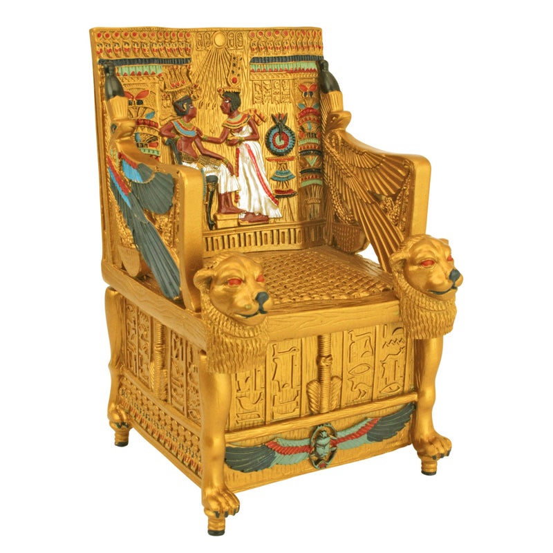 Design Toscano QL14557 Egyptian DÃ©cor Trinket Box - King Tut's Golden Throne Jewelry Box - Egyptian Statues,Full Color - Image 1